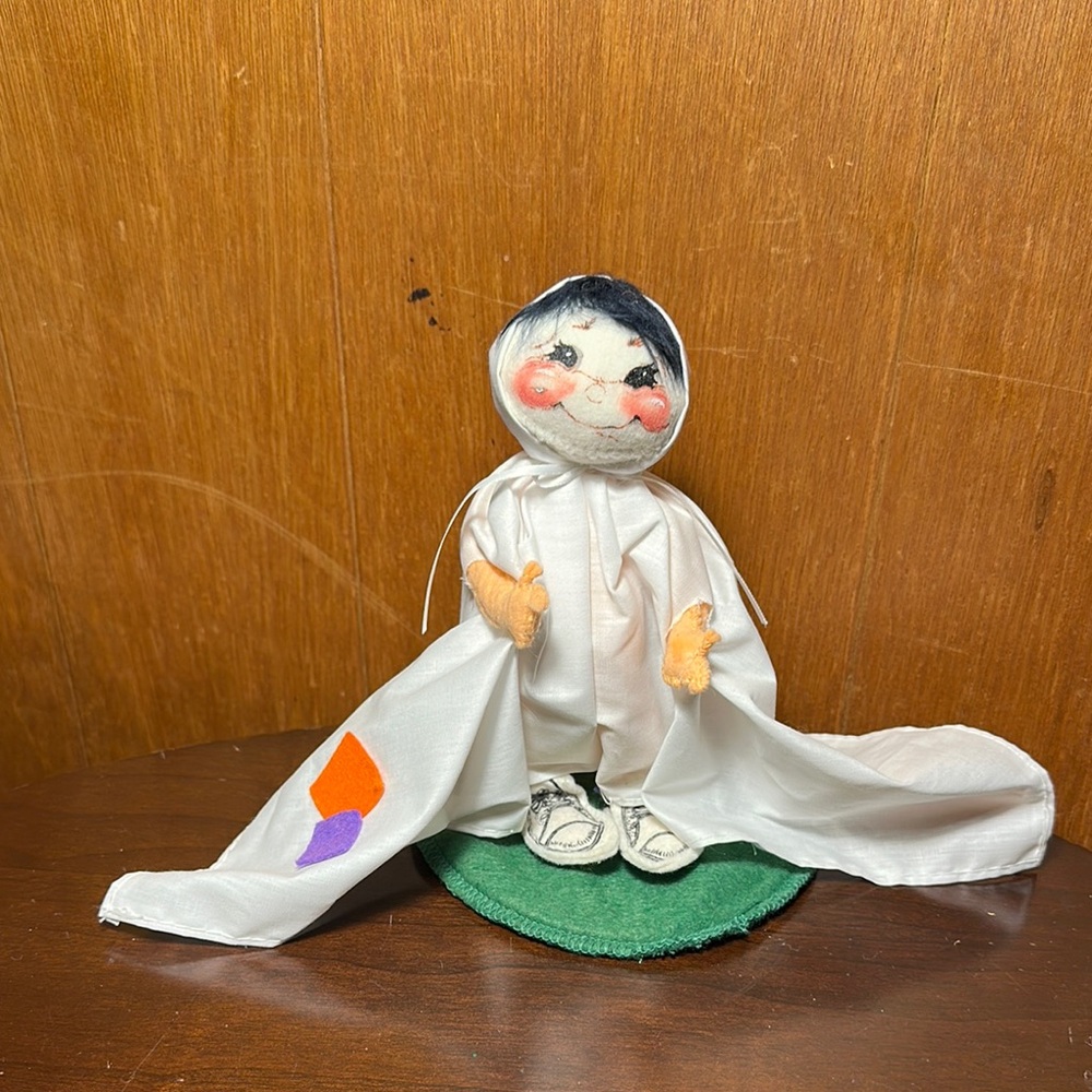 Annalee White and Black Doll with Orange and Purple Accents